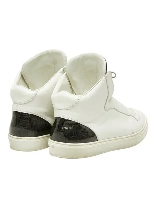 Louis Vuitton Damier Middle Cut Sneakers 9.5 White Black Leather